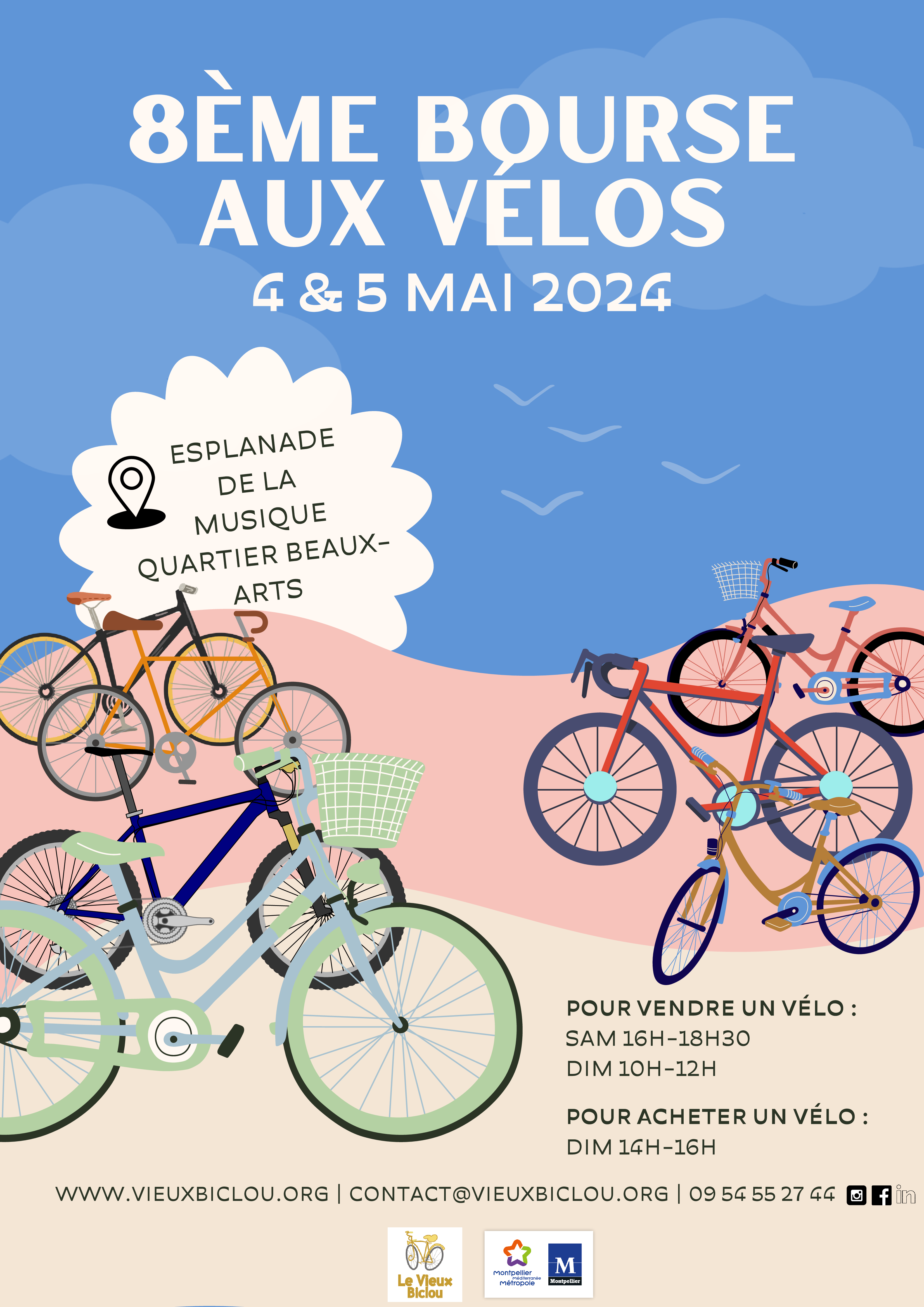 Bourse aux vélos à Montpellier les 4 et 5 Mai 2024 Affiche-bourse-v%C3%A9los-2024-1